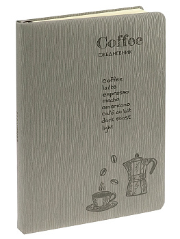 Ежедневник недатированный А5 PROF-PRESS Coffee Line, под кожу, серый 136л