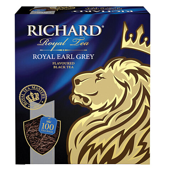 Чай пакетированный RICHARD Royal Earl Grey, черный с бергамотом и цедрой лимона, 100п*2г