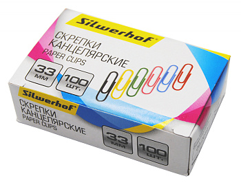 _Скрепки 33мм цветные 100шт SILWERHOF