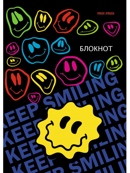 5_Блокнот А6 24л клетка, скоба PROF-PRESS Crazy Smiley