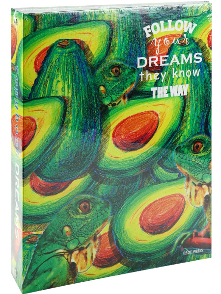 8_Тетрадь на кольцах А5, 80л, обложка картон, клетка PROF-PRESS Хамелеоны и авокадо