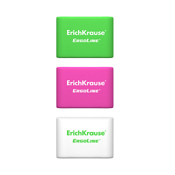 Ластик для чернографитных карандашей 33*21*10мм ErichKrause ErgoLine Pillow, ассорти