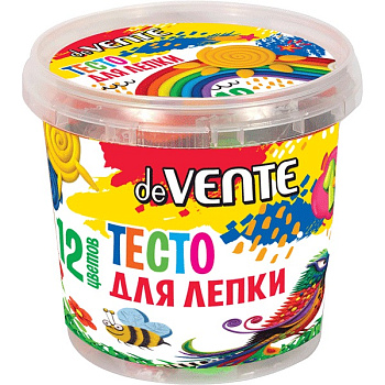 Пластилин на растительной основе (тесто для лепки) 12цв 360г deVENTE