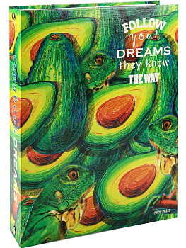 Тетрадь на кольцах А5, 80л, обложка картон, клетка PROF-PRESS Хамелеоны и авокадо