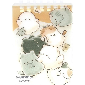 Блокнот A7 (75*105мм), 80л, спираль, линия, обложка пластиковая, deVENTE Ghost Meow