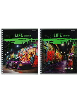 Тетрадь А5 96л клетка, гребень PROF-PRESS Яркие граффити-1, ассорти