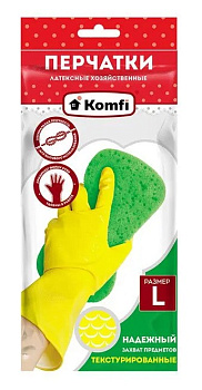 Перчатки латексные L без х/б напыления KOMFI