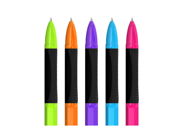 2_Ручка шариковая, автоматическая с резиновым упором 0,7мм Berlingo Tribase grip color zone СИНЯЯ, ассорти