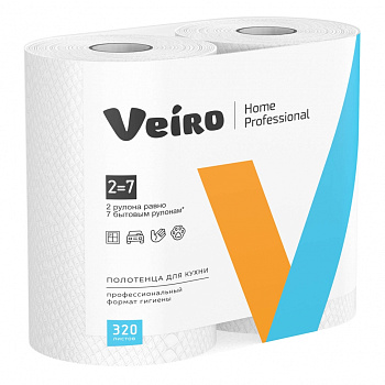 Полотенца бумажные VEIRO PROFESSIONAL Delica, 2-х слойные, спайка 2шт (2*40м), белые