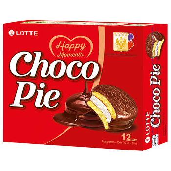 Печенье бисквитное в шоколадной глазури LOTTE Choco Pie, 336г