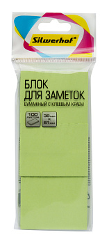 Блок самоклеящийся (стикеры) 38*51мм, 100л, НАБОР 3шт, пастельный, зеленый SILWERHOF