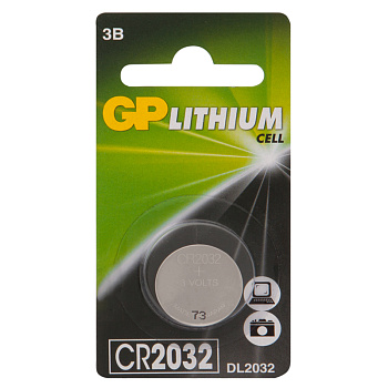 Батарейка (таблетка) CR2032-литиевая GP Lithium, 1шт на блистере