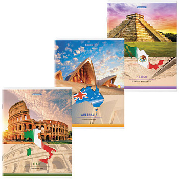 _Тетрадь А4 48л клетка, скоба BRAUBERG Travel, обложка картон, ассорти