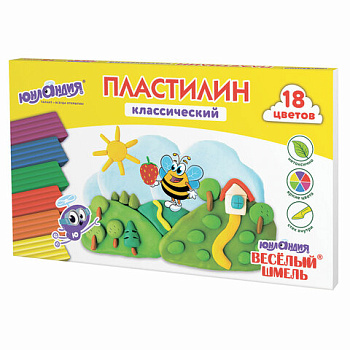 Пластилин 18цв 360г ЮНЛАНДИЯ Веселый шмель, со стеком