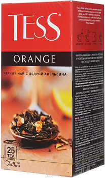 Чай пакетированный TESS Orange, черный с цедрой апельсина, 25п*1,5г