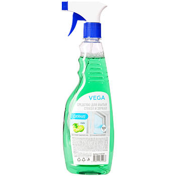 Средство для очистки стекол и зеркал 500мл VEGA Сияние Лайм, с распылителем