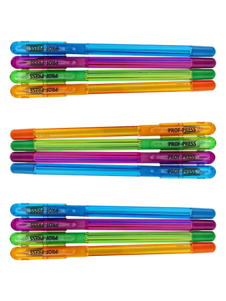 4_Ручка шариковая с резиновым упором 0,7мм PROF-PRESS Crystal Colors СИНЯЯ, корпус ассорти