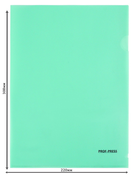 3_Папка-уголок A4 0,18мм, плотный пластик PROF-PRESS, зеленая