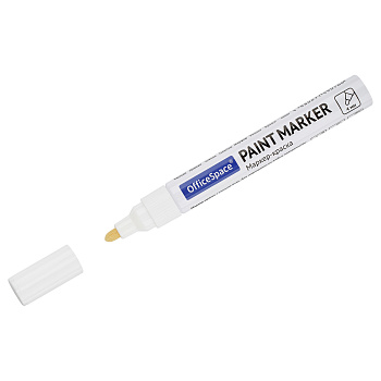 Маркер-краска лаковый (paint marker) OfficeSpace 4мм, нитро-основа, белый