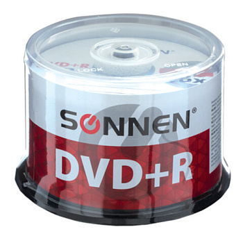 Диск DVD+R SONNEN 4,7Gb 16х Cake Box 50шт 