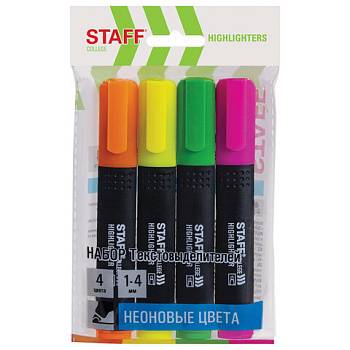 Набор текстовыделителей STAFF College 1-4мм, 4 цвета