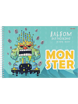Альбом для рисования А4 48л, гребень PROF-PRESS Монстрики-3, ассорти