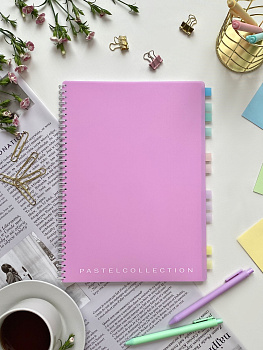 Тетрадь А4 80л клетка, гребень Pastel Collection Pink, с пластиковой обложкой