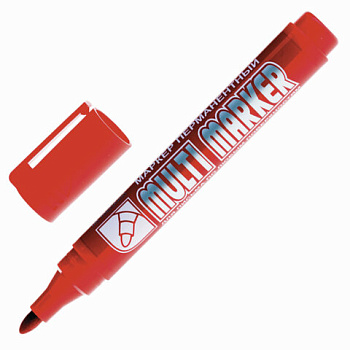 Маркер перманентный CROWN Multi Marker CPM-800, 3мм, красный