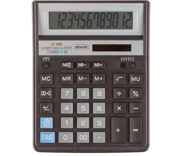 Калькулятор 12 разрядов Attache AF-888 204_158_38мм, двойное питание — копия