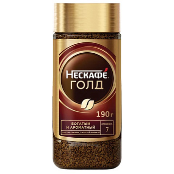 Кофе растворимый 190г NESCAFE Gold, сублимированный, в стеклянной банке