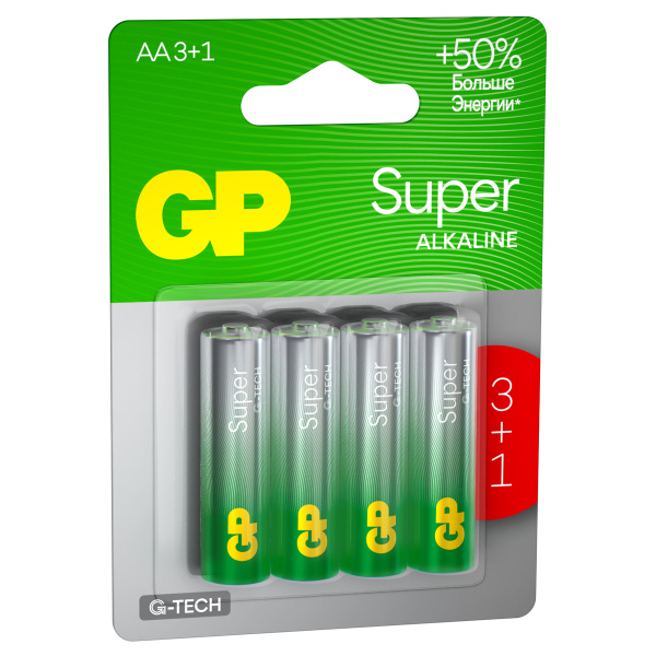 2_Батарейка AA (пальчиковые) LR06-алкалиновая GP G-Tech , 4шт на блистере