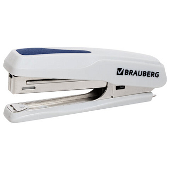 Степлер №10 до 20л BRAUBERG Extra, серо-синий