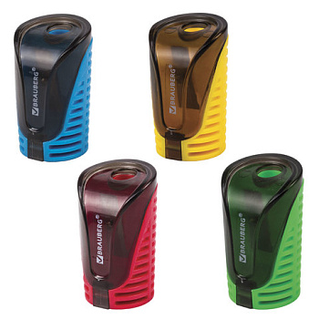 Точилка с контейнером, 1 отверстие BRAUBERG Cell, ассорти