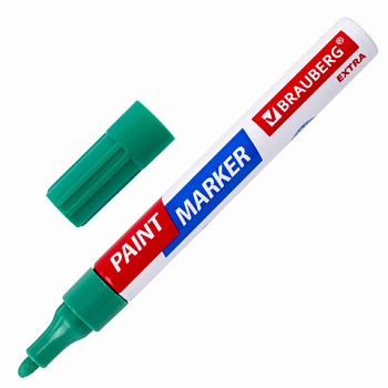Маркер-краска лаковый (paint marker) BRAUBERG Extra 4мм, усиленная нитро-основа, зеленый
