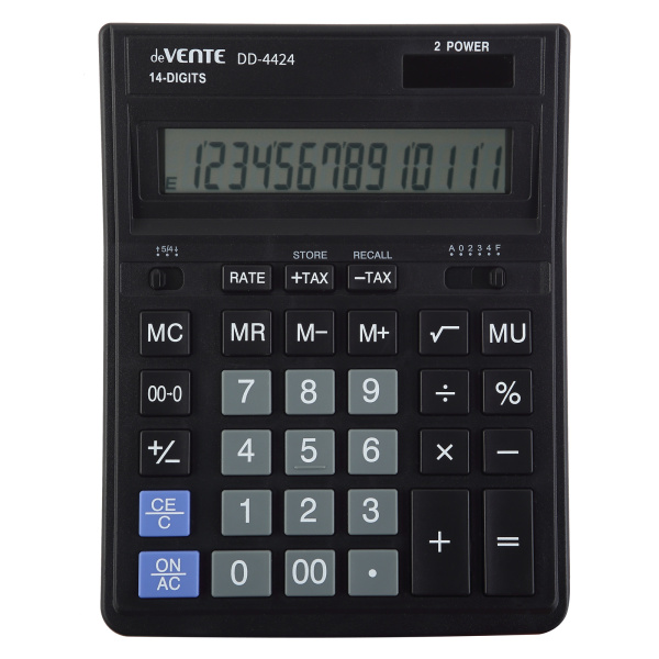 Калькулятор 14 разрядов deVENTE DD-4424, 153x199мм, двойное питание