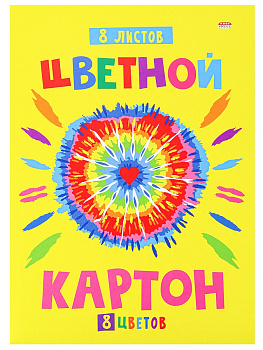 Картон цветной А4 8л 8цв. мелованный PROF-PRESS Одуванчик и Сердце