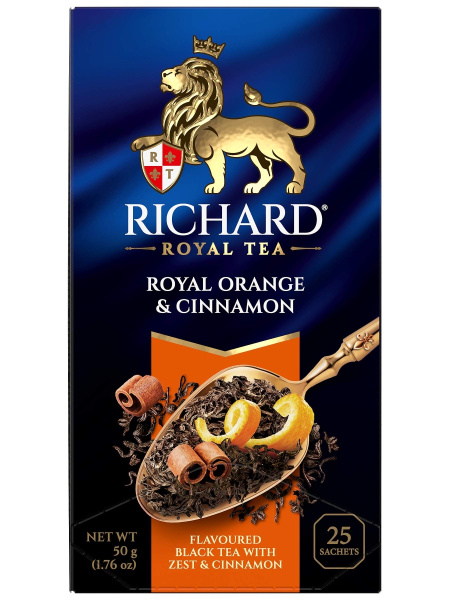 Чай пакетированный RICHARD Royal Orange & Cinnamon, черный с апельсином и корицей, 25п_1,5г