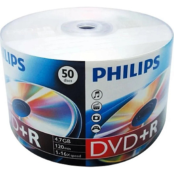 Диск DVD+R Philips 4,7GB 16x Bulk 50шт