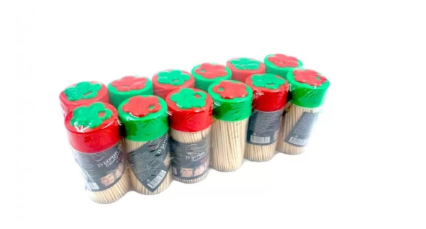 Зубочистки бамбуковые БАМБУК 180шт, в диспенсере, ассорти