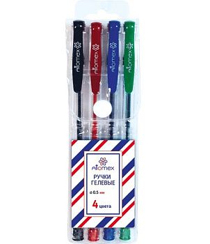 Набор гелевых ручек 0,5мм ATTOMEX, 4 цвета